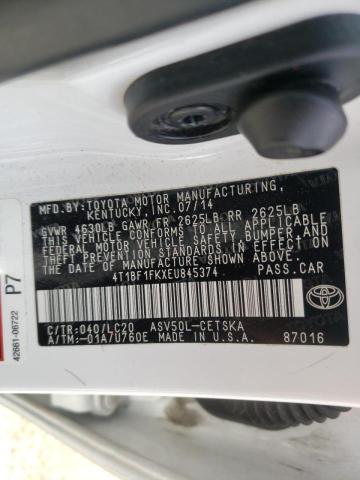 Photo 9 VIN: 4T1BF1FKXEU845374 - TOYOTA CAMRY L 