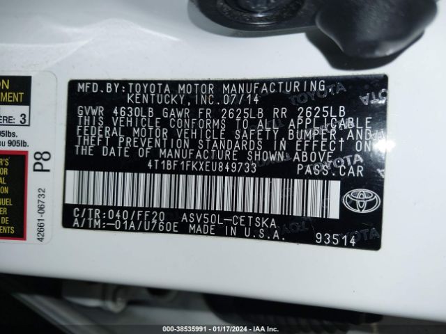 Photo 8 VIN: 4T1BF1FKXEU849733 - TOYOTA CAMRY 