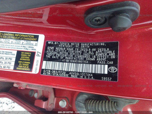 Photo 8 VIN: 4T1BF1FKXEU861154 - TOYOTA CAMRY 