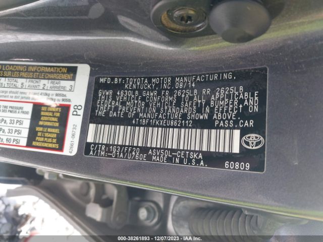 Photo 8 VIN: 4T1BF1FKXEU862112 - TOYOTA CAMRY 