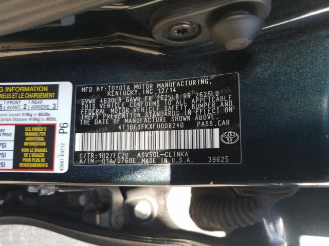 Photo 9 VIN: 4T1BF1FKXFU008240 - TOYOTA CAMRY LE 