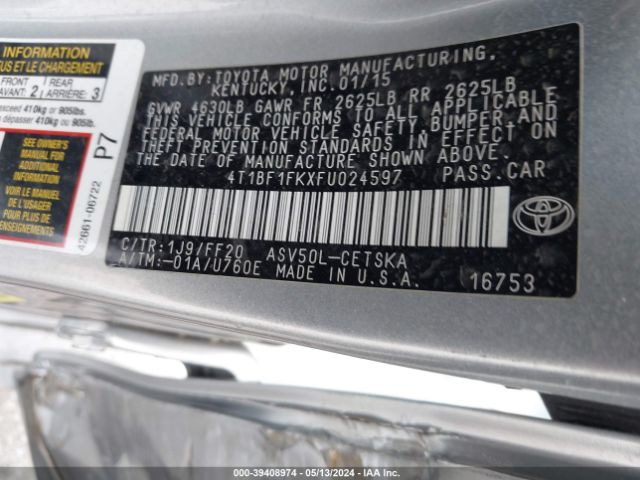 Photo 8 VIN: 4T1BF1FKXFU024597 - TOYOTA CAMRY 