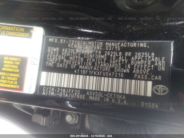 Photo 8 VIN: 4T1BF1FKXFU047216 - TOYOTA CAMRY 