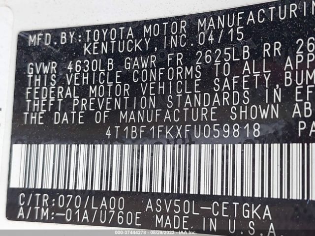 Photo 8 VIN: 4T1BF1FKXFU059818 - TOYOTA CAMRY 