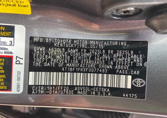 Photo 9 VIN: 4T1BF1FKXFU077493 - TOYOTA CAMRY LE 