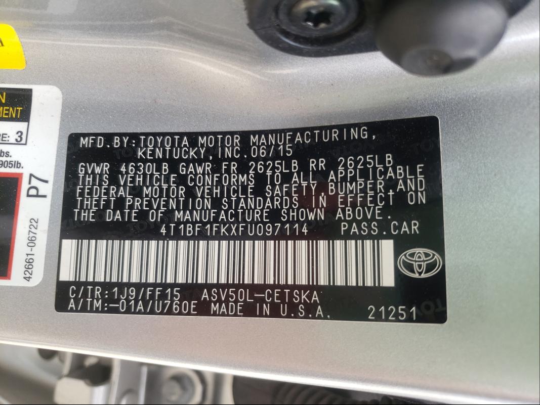 Photo 9 VIN: 4T1BF1FKXFU097114 - TOYOTA CAMRY LE 