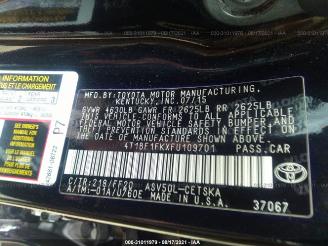 Photo 8 VIN: 4T1BF1FKXFU109701 - TOYOTA CAMRY 