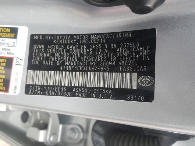 Photo 9 VIN: 4T1BF1FKXFU474945 - TOYOTA CAMRY LE 