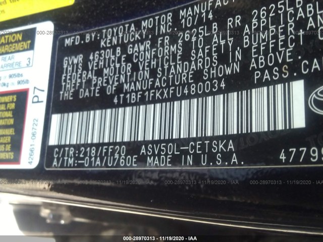 Photo 8 VIN: 4T1BF1FKXFU480034 - TOYOTA CAMRY 