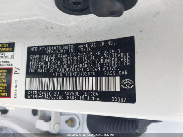 Photo 8 VIN: 4T1BF1FKXFU483810 - TOYOTA CAMRY 