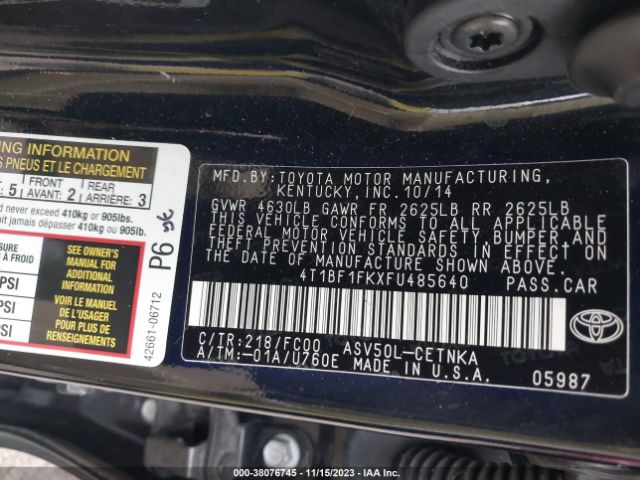 Photo 8 VIN: 4T1BF1FKXFU485640 - TOYOTA CAMRY 