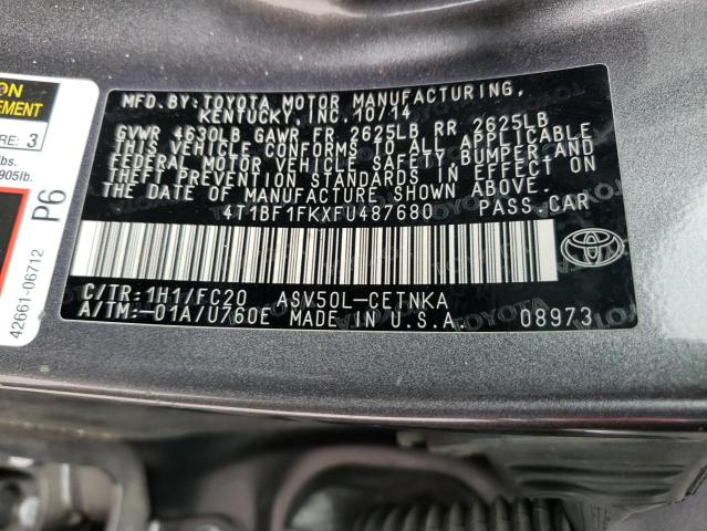 Photo 11 VIN: 4T1BF1FKXFU487680 - TOYOTA CAMRY 