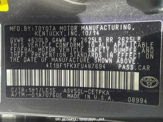 Photo 8 VIN: 4T1BF1FKXFU487694 - TOYOTA CAMRY 