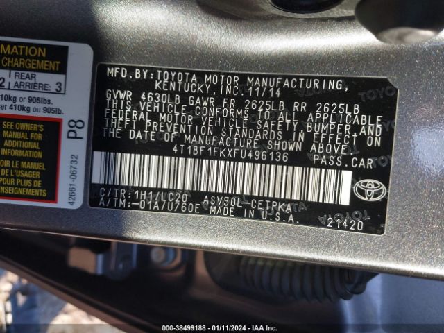 Photo 8 VIN: 4T1BF1FKXFU496136 - TOYOTA CAMRY 