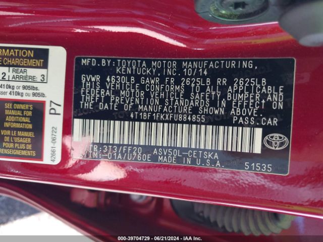 Photo 8 VIN: 4T1BF1FKXFU884855 - TOYOTA CAMRY 