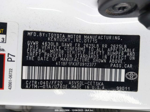 Photo 8 VIN: 4T1BF1FKXFU912377 - TOYOTA CAMRY 