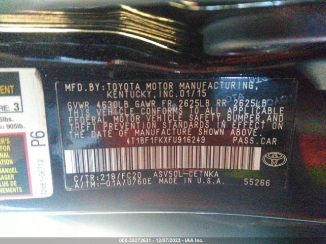 Photo 8 VIN: 4T1BF1FKXFU916249 - TOYOTA CAMRY 