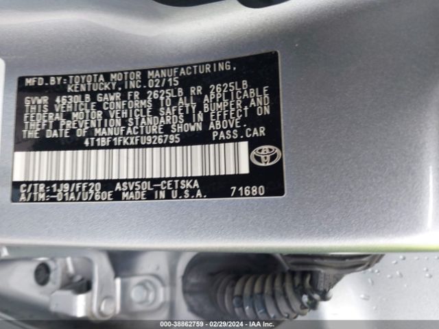 Photo 8 VIN: 4T1BF1FKXFU926795 - TOYOTA CAMRY 