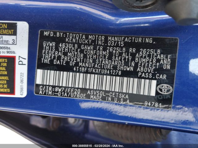 Photo 8 VIN: 4T1BF1FKXFU941278 - TOYOTA CAMRY 