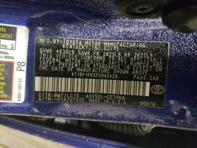 Photo 11 VIN: 4T1BF1FKXFU942429 - TOYOTA CAMRY LE 