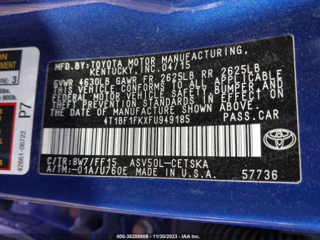 Photo 8 VIN: 4T1BF1FKXFU949185 - TOYOTA CAMRY 