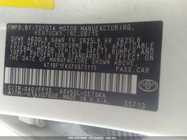 Photo 8 VIN: 4T1BF1FKXFU973115 - TOYOTA CAMRY 