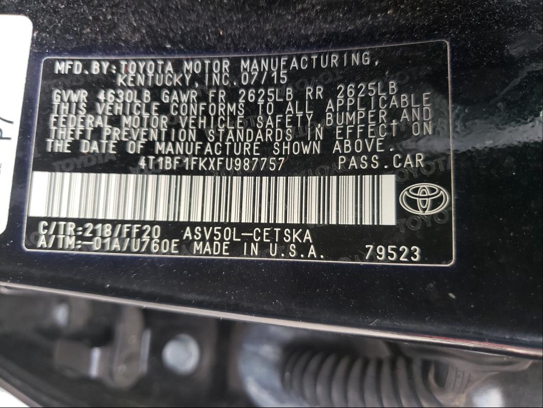 Photo 9 VIN: 4T1BF1FKXFU987757 - TOYOTA CAMRY LE 