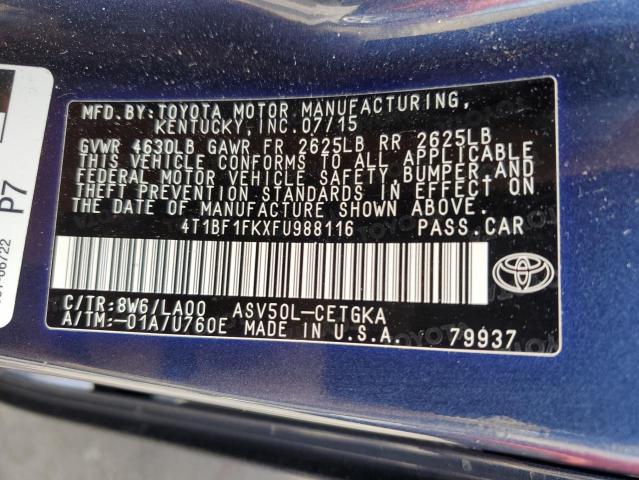 Photo 12 VIN: 4T1BF1FKXFU988116 - TOYOTA CAMRY 