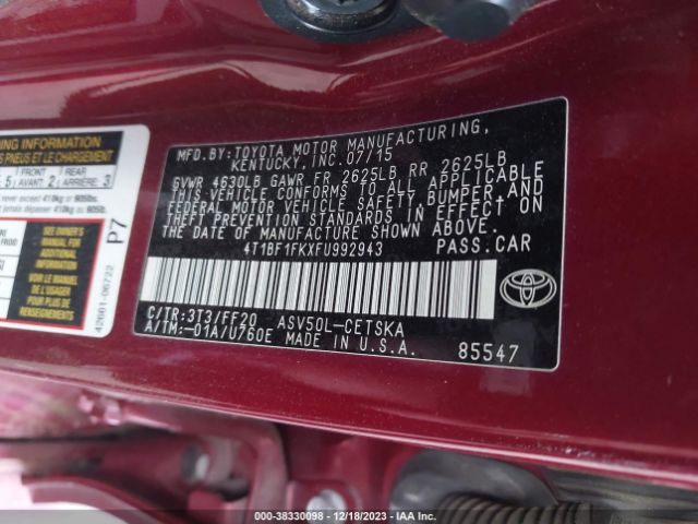 Photo 8 VIN: 4T1BF1FKXFU992943 - TOYOTA CAMRY 