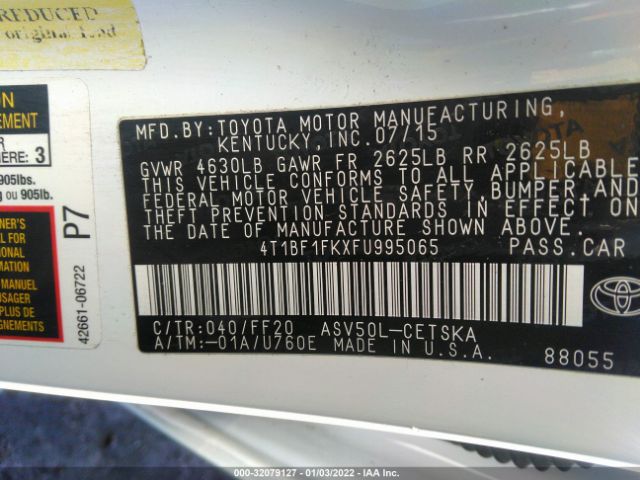 Photo 8 VIN: 4T1BF1FKXFU995065 - TOYOTA CAMRY 