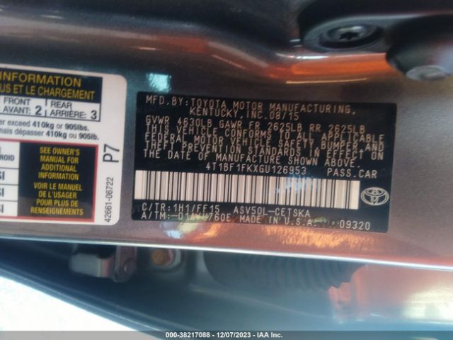 Photo 8 VIN: 4T1BF1FKXGU126953 - TOYOTA CAMRY 