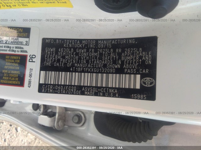 Photo 8 VIN: 4T1BF1FKXGU132090 - TOYOTA CAMRY 