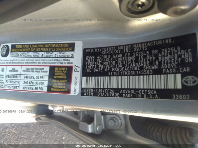 Photo 8 VIN: 4T1BF1FKXGU145583 - TOYOTA CAMRY 