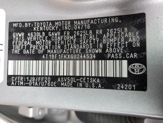 Photo 12 VIN: 4T1BF1FKXGU244534 - TOYOTA CAMRY LE 