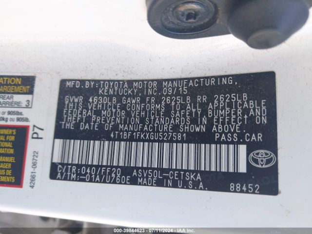 Photo 8 VIN: 4T1BF1FKXGU527581 - TOYOTA CAMRY 