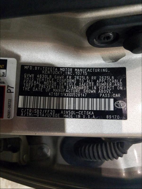 Photo 9 VIN: 4T1BF1FKXGU528147 - TOYOTA CAMRY LE 