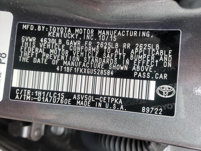 Photo 9 VIN: 4T1BF1FKXGU528584 - TOYOTA CAMRY 