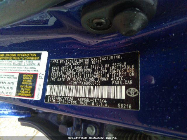 Photo 8 VIN: 4T1BF1FKXGU533736 - TOYOTA CAMRY 