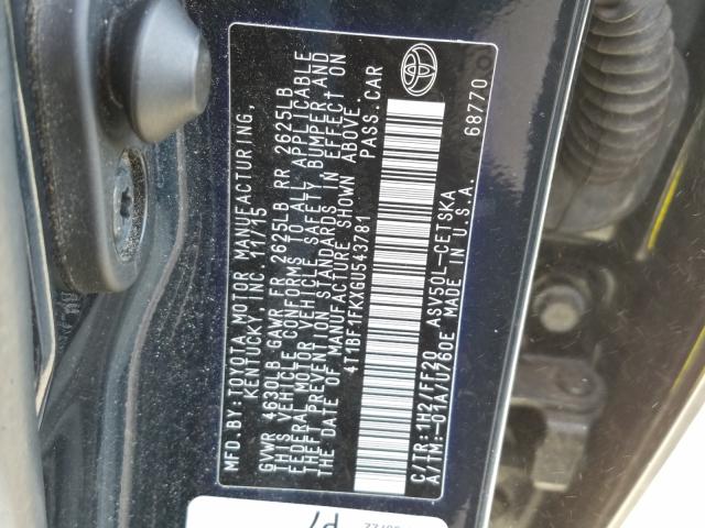 Photo 9 VIN: 4T1BF1FKXGU543781 - TOYOTA CAMRY LE 