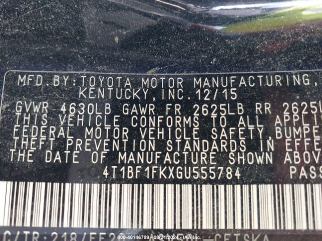 Photo 8 VIN: 4T1BF1FKXGU555784 - TOYOTA CAMRY 