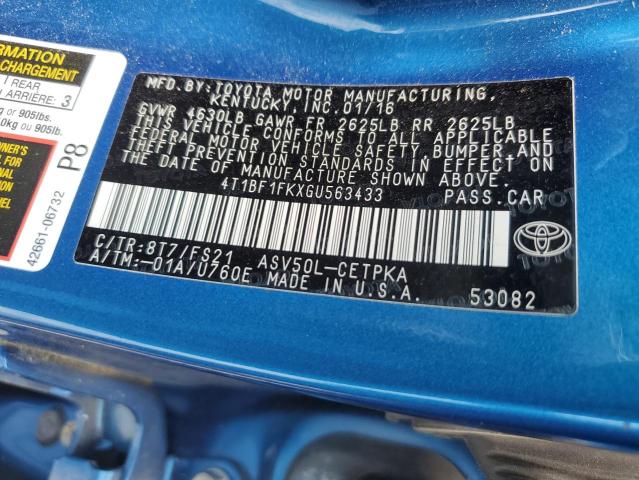 Photo 11 VIN: 4T1BF1FKXGU563433 - TOYOTA CAMRY 