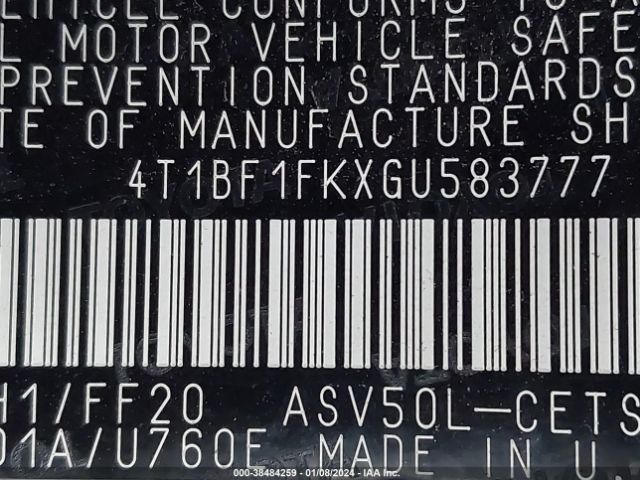 Photo 8 VIN: 4T1BF1FKXGU583777 - TOYOTA CAMRY 