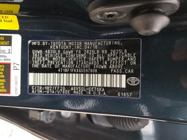 Photo 9 VIN: 4T1BF1FKXGU597808 - TOYOTA CAMRY LE 