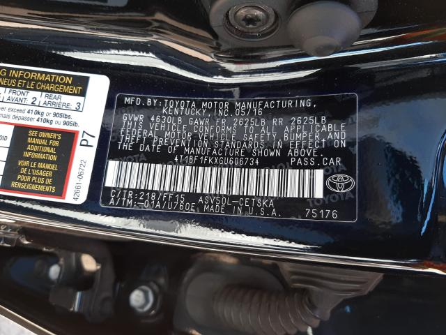 Photo 9 VIN: 4T1BF1FKXGU606734 - TOYOTA CAMRY LE 