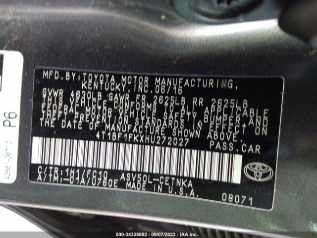 Photo 8 VIN: 4T1BF1FKXHU272027 - TOYOTA CAMRY 