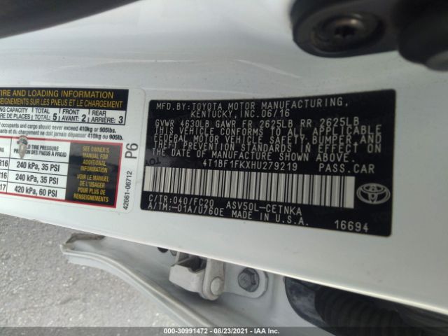 Photo 8 VIN: 4T1BF1FKXHU279219 - TOYOTA CAMRY 