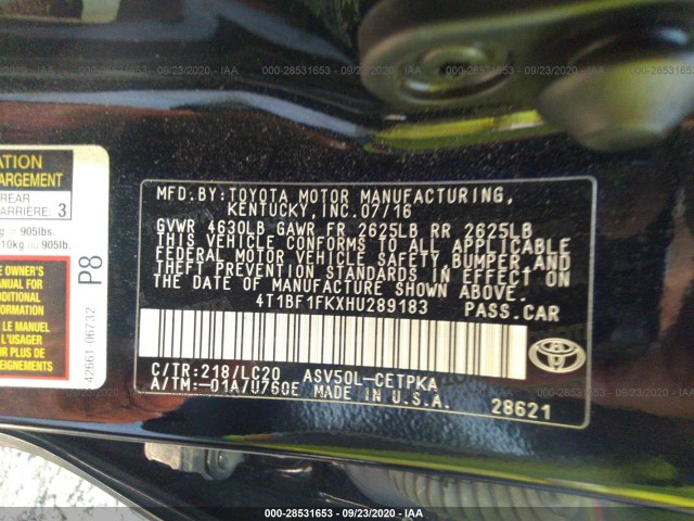 Photo 8 VIN: 4T1BF1FKXHU289183 - TOYOTA CAMRY 