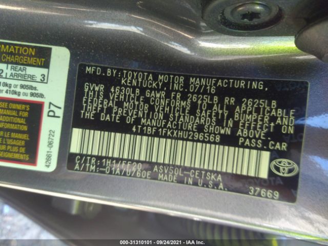 Photo 8 VIN: 4T1BF1FKXHU296568 - TOYOTA CAMRY 