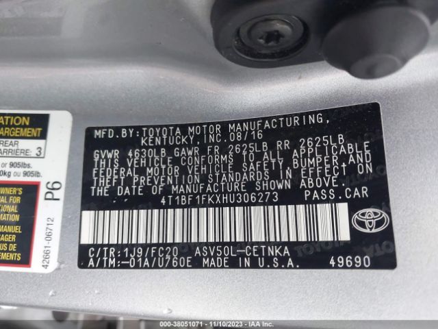 Photo 8 VIN: 4T1BF1FKXHU306273 - TOYOTA CAMRY 