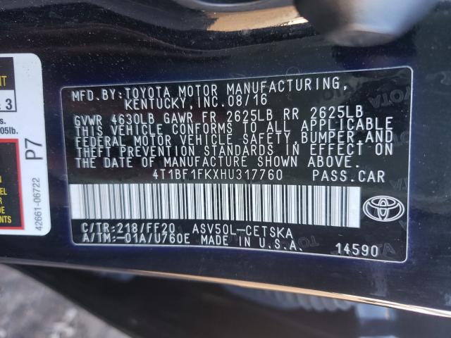 Photo 9 VIN: 4T1BF1FKXHU317760 - TOYOTA CAMRY LE 